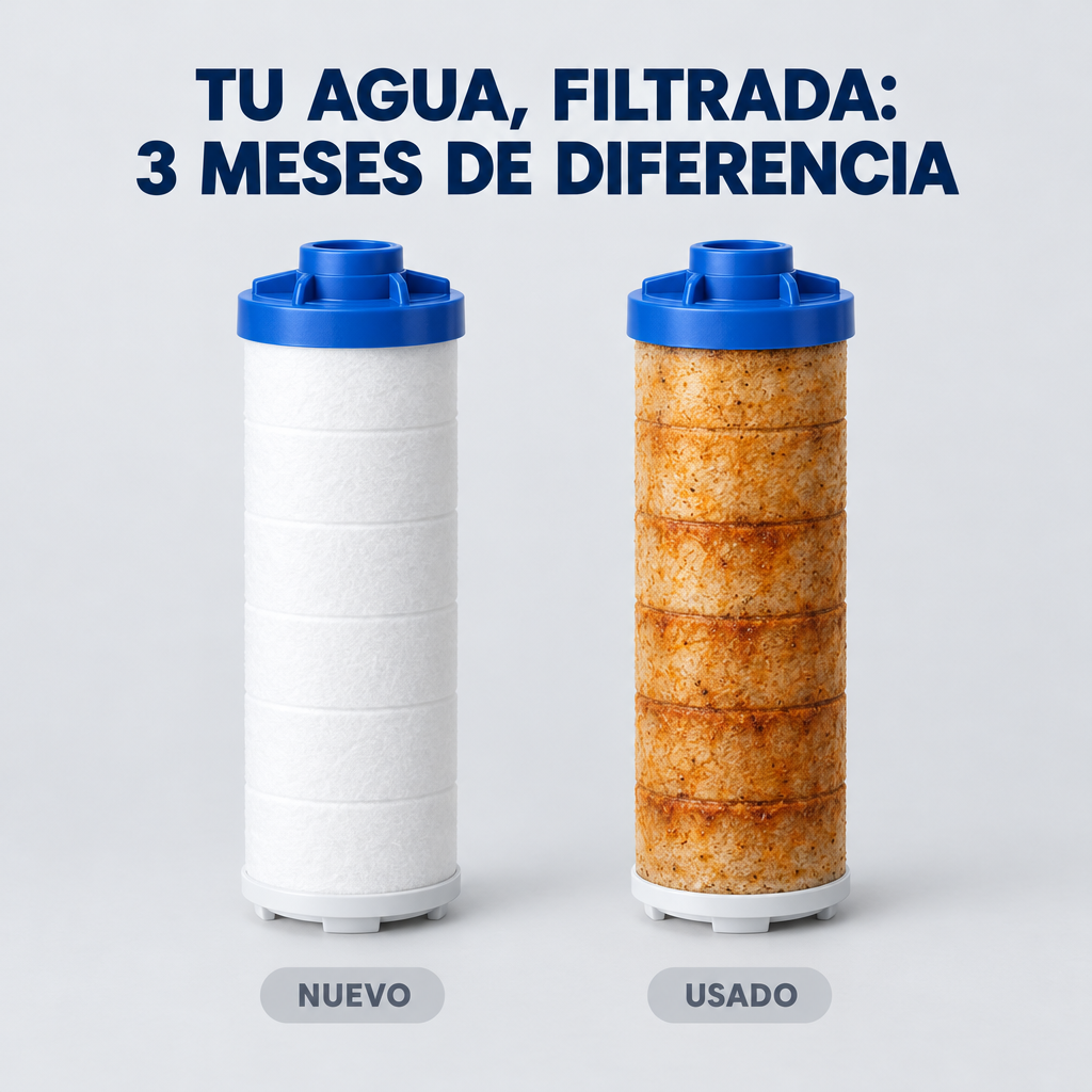 Filtro nuevo y filtro usado tras 3 meses